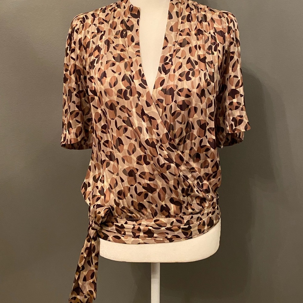 Silk Leopard print wrap blouse